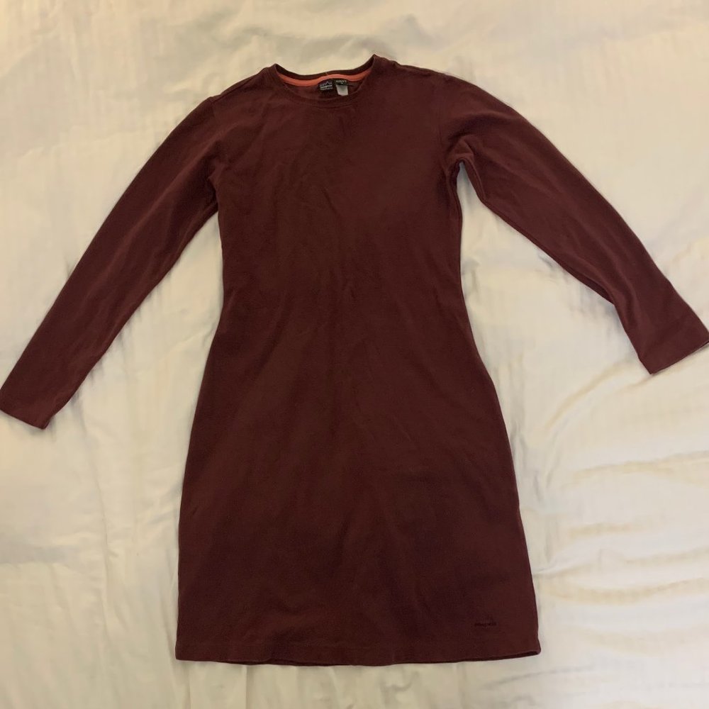 Burgundy Organic Cotton Long Sleeve Patagonia TShirt Dress - Medium